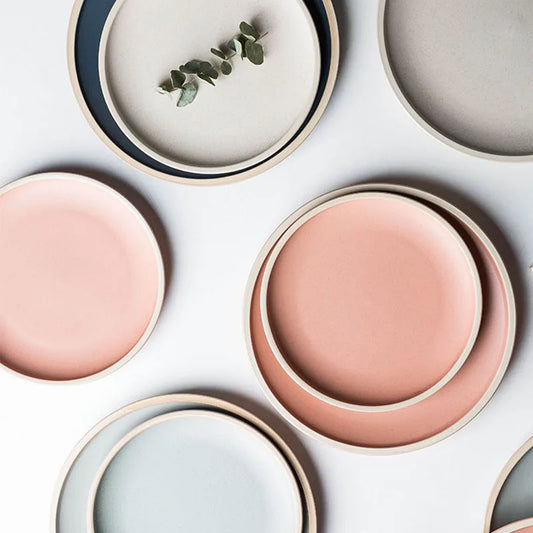 Japanese Solid Color Matte Ceramic Tableware Household Steak Plate Flat Plate Large White Plate