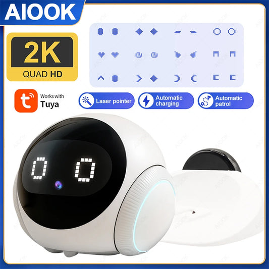 Smart Robot Camera 5G Wifi HD 2K Camera Pet Tracking Laser Indicator TUYA Pet Camera Auto Charging Auto Obstacle Avoidance