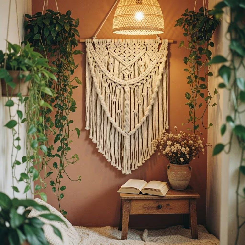 Macrame Wall Hanging, Boho Fringe Tapestry, Woven Cotton Home Decor, Bohemian Bedroom, Living Room