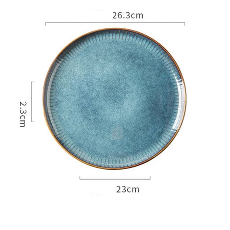 Nordic Style Kiln Glazed Ceramic Rice Salad Bowl Soup Bowl round Dish Dinner Plate Tableware
