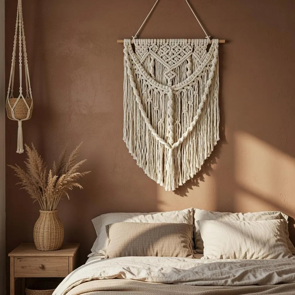 Macrame Wall Hanging, Boho Fringe Tapestry, Woven Cotton Home Decor, Bohemian Bedroom, Living Room