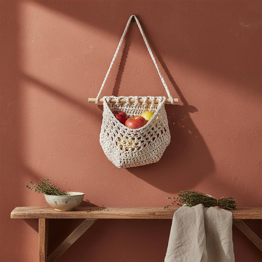 Macrame Hanging Fruit Basket | 3 Tier Boho Kitchen Organizer | Hemp Cotton Rope Wall Hanging Basket