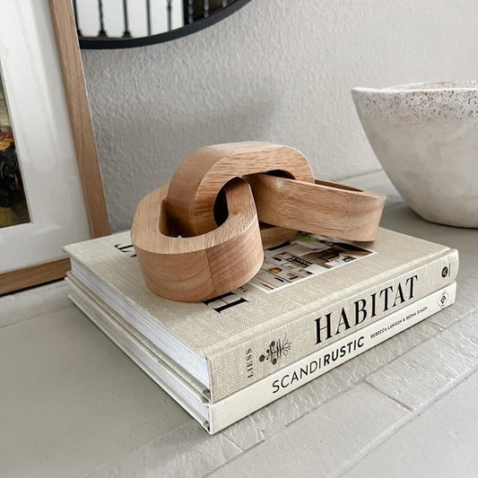 Wood Chain Link Decor, Coffee Table Decor, Decorative Objects, Shelf Decor, Living Room Decor, Boho Decor, Wood Knot for Console Table