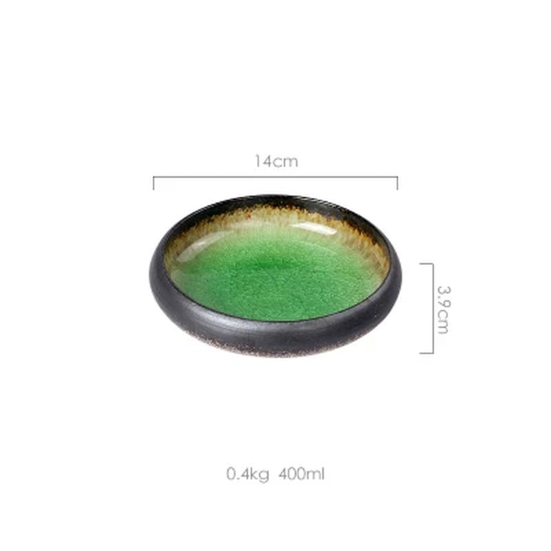 Creative Kiln Ice Split Glaze Ceramic Plate Japanese Sushi Sashimi Plate Dish Salad Plate