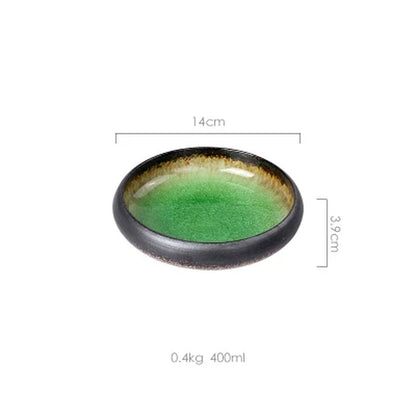 Creative Kiln Ice Split Glaze Ceramic Plate Japanese Sushi Sashimi Plate Dish Salad Plate
