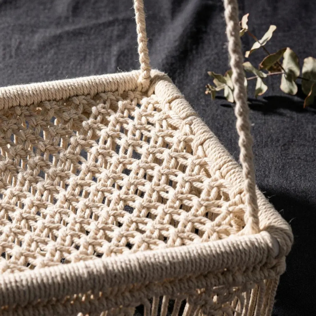 Macrame Hanging Cat Bed Boho Fringe Swing Hammock Woven Cotton Cat Mom Gift