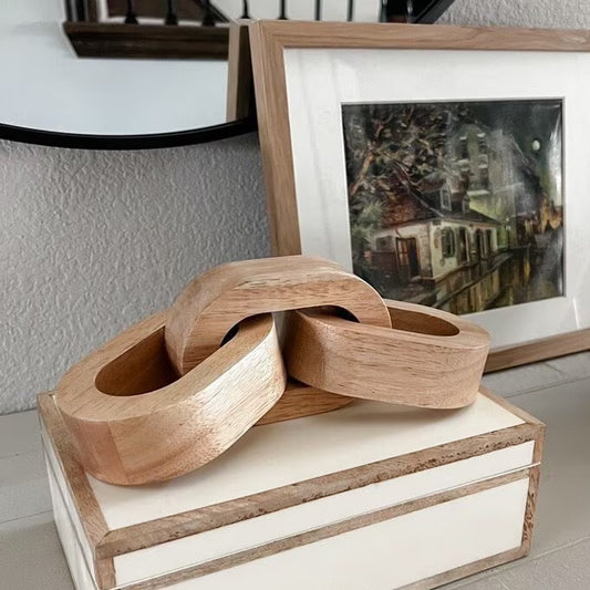 Wood Chain Link Decor, Coffee Table Decor, Decorative Objects, Shelf Decor, Living Room Decor, Boho Decor, Wood Knot for Console Table