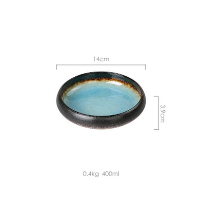 Creative Kiln Ice Split Glaze Ceramic Plate Japanese Sushi Sashimi Plate Dish Salad Plate