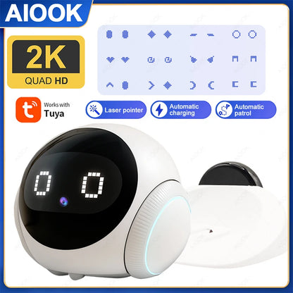 Smart Robot Camera 5G Wifi HD 2K Camera Pet Tracking Laser Indicator TUYA Pet Camera Auto Charging Auto Obstacle Avoidance