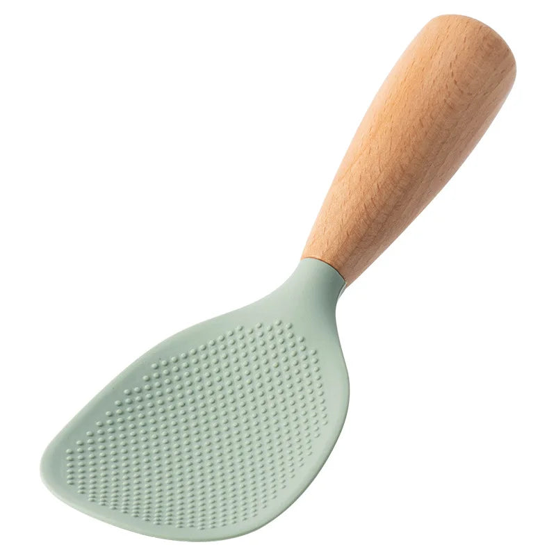 1Pcs Silicone Spoon Non-Stick Cooking Spoon Anti-Scalding Pot Rice High-Temperature-Resistant Spoon Durable Kitchen Gadgets