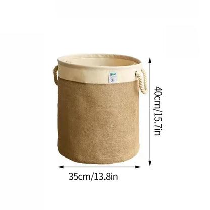 Foldable Laundry Basket with Handles, Cotton Linen Clothing, Toy Storage Basket, Home Dirty Clothes Organizer, Laundry Basket.