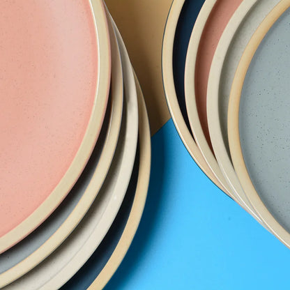 Japanese Solid Color Matte Ceramic Tableware Household Steak Plate Flat Plate Large White Plate