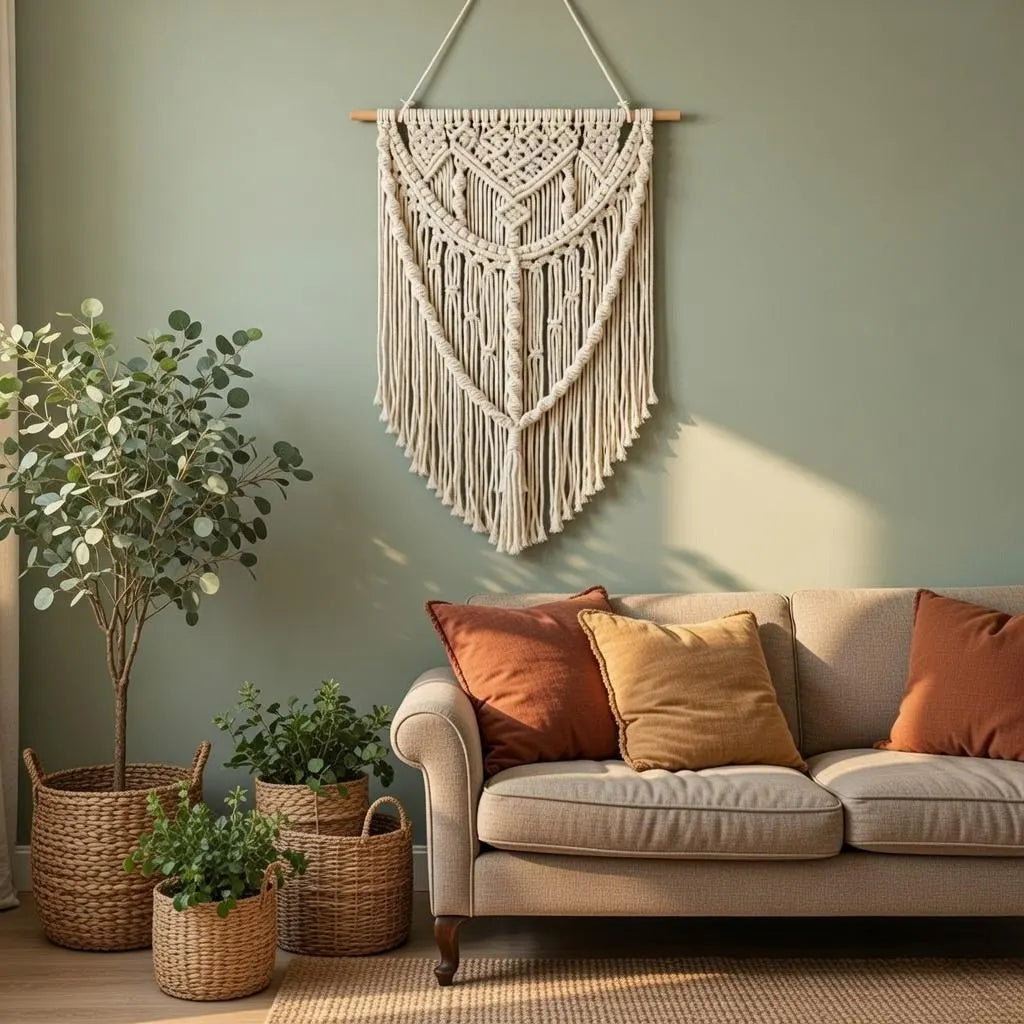 Macrame Wall Hanging, Boho Fringe Tapestry, Woven Cotton Home Decor, Bohemian Bedroom, Living Room