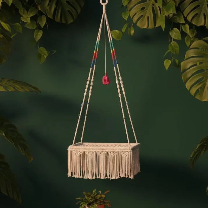 Macrame Hanging Cat Bed Boho Fringe Swing Hammock Woven Cotton Cat Mom Gift