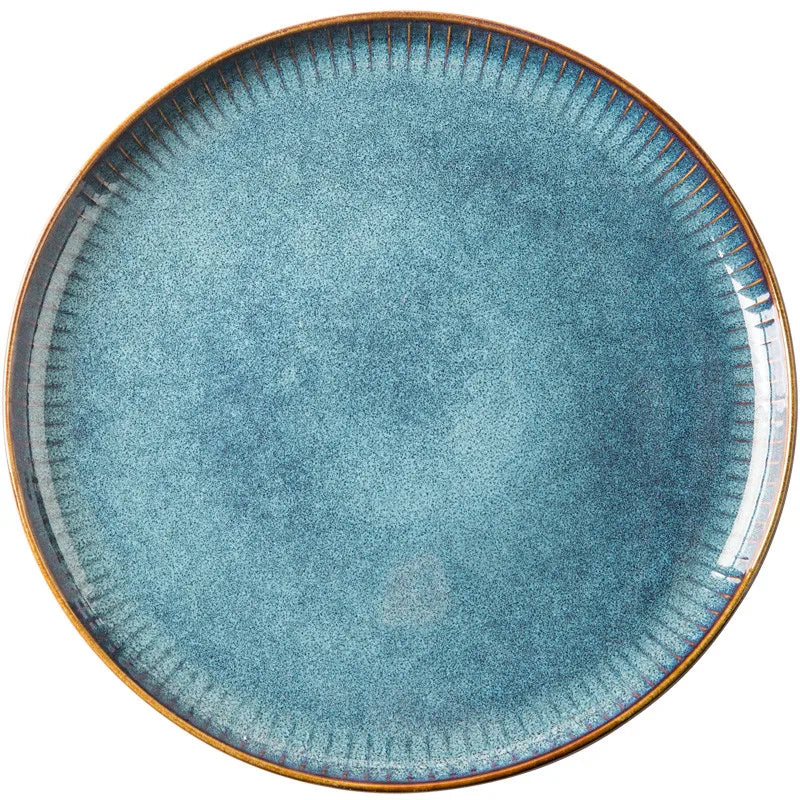 Nordic Style Kiln Glazed Ceramic Rice Salad Bowl Soup Bowl round Dish Dinner Plate Tableware