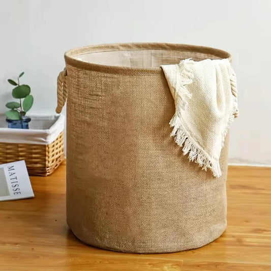 Foldable Laundry Basket with Handles, Cotton Linen Clothing, Toy Storage Basket, Home Dirty Clothes Organizer, Laundry Basket.