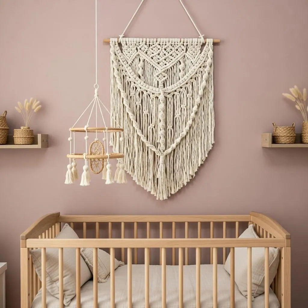 Macrame Wall Hanging, Boho Fringe Tapestry, Woven Cotton Home Decor, Bohemian Bedroom, Living Room
