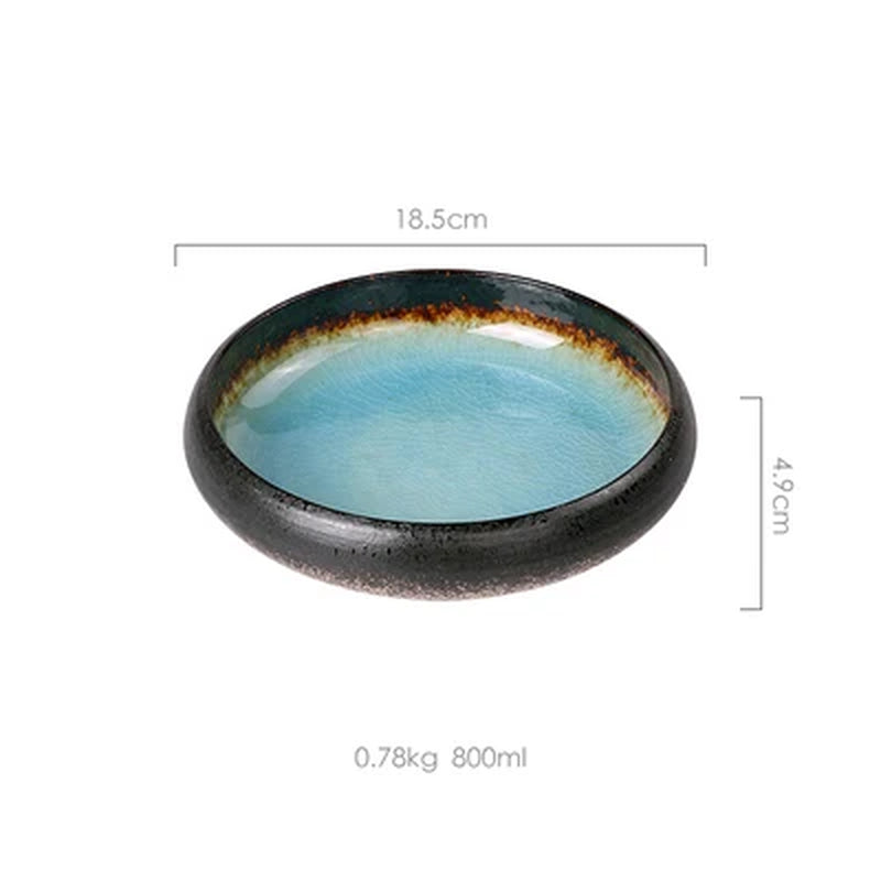 Creative Kiln Ice Split Glaze Ceramic Plate Japanese Sushi Sashimi Plate Dish Salad Plate