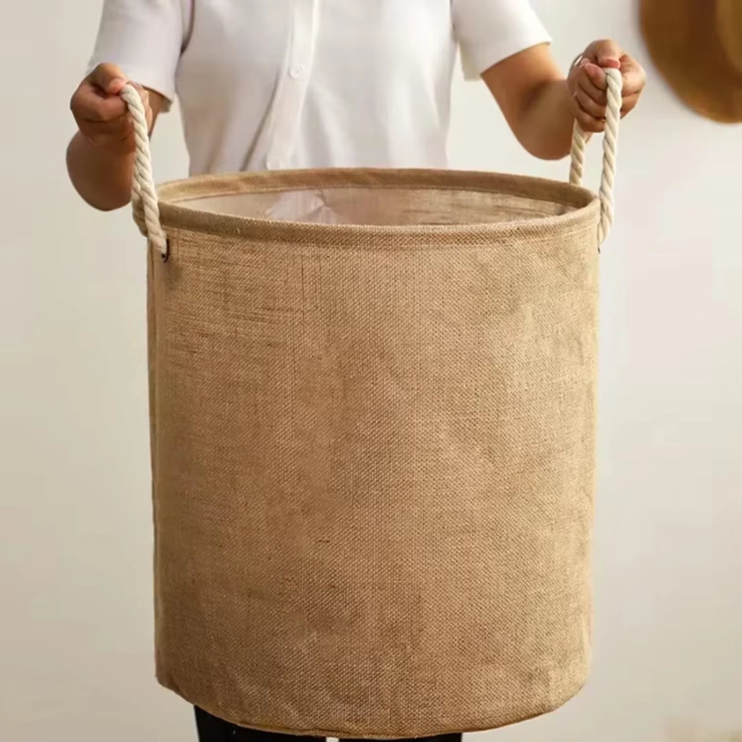 Foldable Laundry Basket with Handles, Cotton Linen Clothing, Toy Storage Basket, Home Dirty Clothes Organizer, Laundry Basket.
