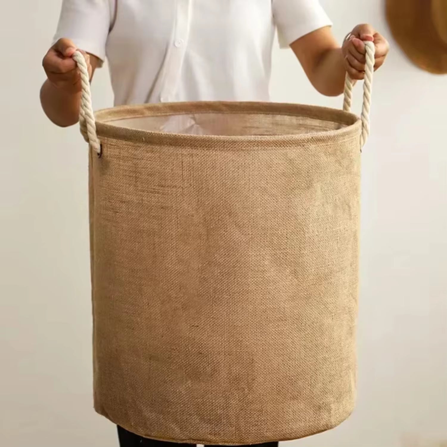 Foldable Laundry Basket with Handles, Cotton Linen Clothing, Toy Storage Basket, Home Dirty Clothes Organizer, Laundry Basket.