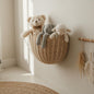 Hand-Woven Rattan Wall Basket, Boho Nursery Storage