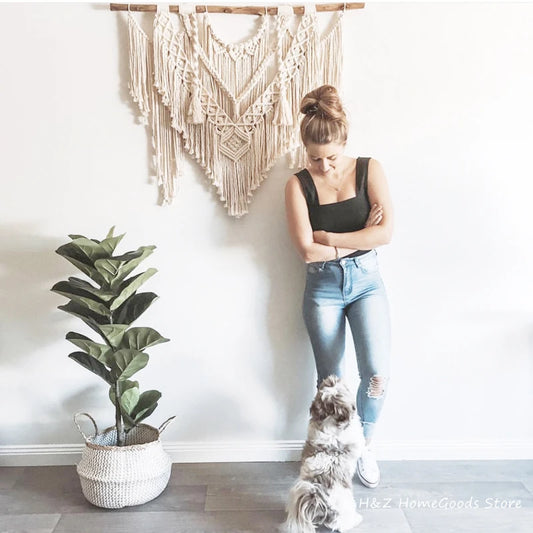 Large Macrame Tapestry Wall Hanging Geometric Art Wall Decor Bohemian Home Bedroom Background Chic Handicrafts Woven Tapestry