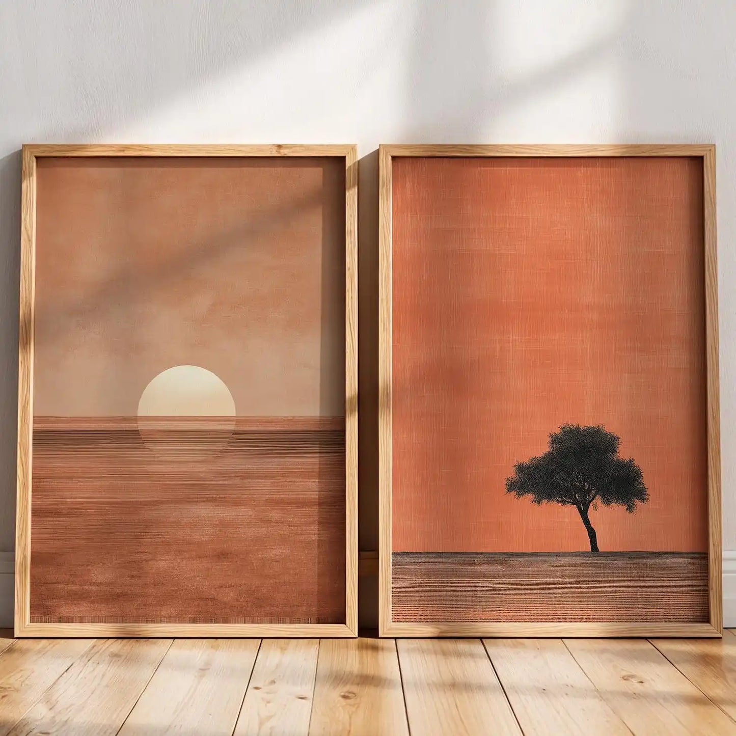 Japandi Wall Art Minimalist Pink Sunset Print, Scandinavian Zen Decor, Abstract Landscape Artwork, Earth Tones Boho Wall Decor