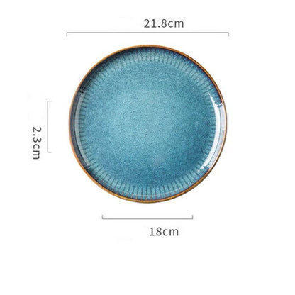 Nordic Style Kiln Glazed Ceramic Rice Salad Bowl Soup Bowl round Dish Dinner Plate Tableware