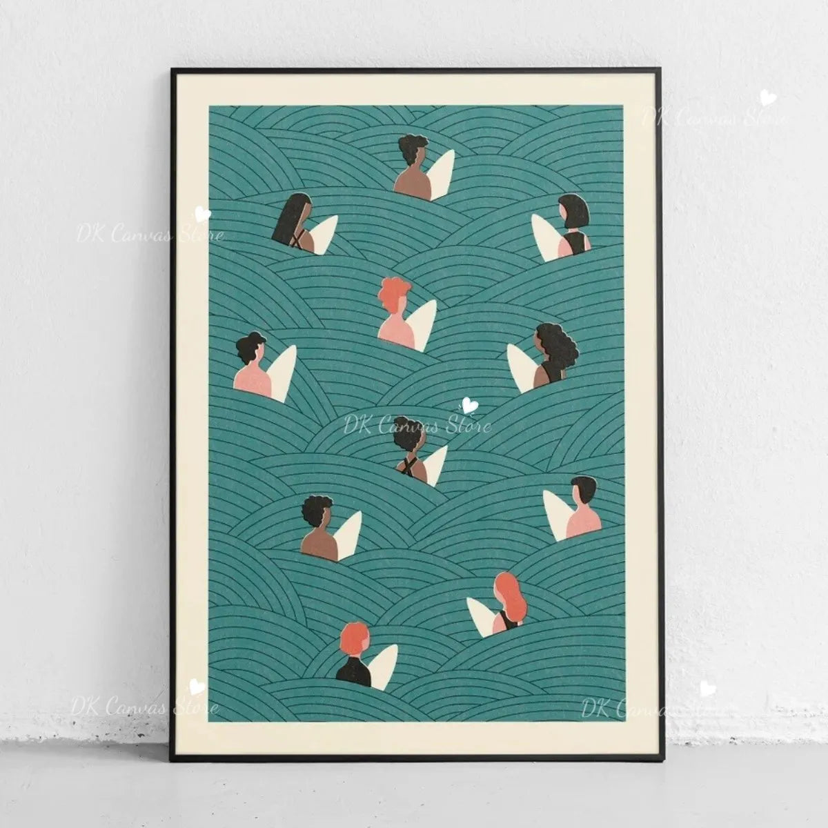 Japanese Mount Fuji Abstract Canvas Print Poster Japandi Retro Sun Mountain Waves Art Prints Living Room Wall Art Home Decor