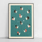 Japanese Mount Fuji Abstract Canvas Print Poster Japandi Retro Sun Mountain Waves Art Prints Living Room Wall Art Home Decor