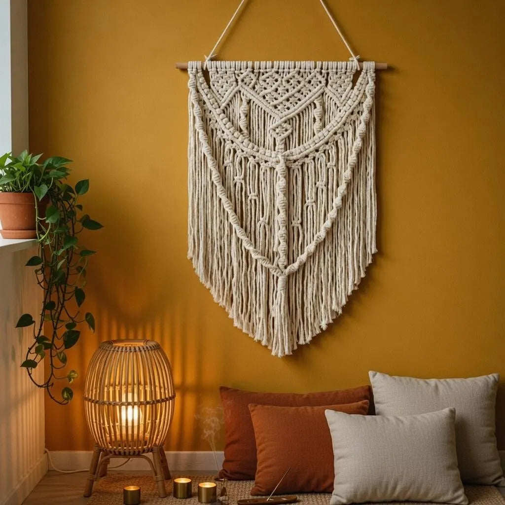 Macrame Wall Hanging, Boho Fringe Tapestry, Woven Cotton Home Decor, Bohemian Bedroom, Living Room