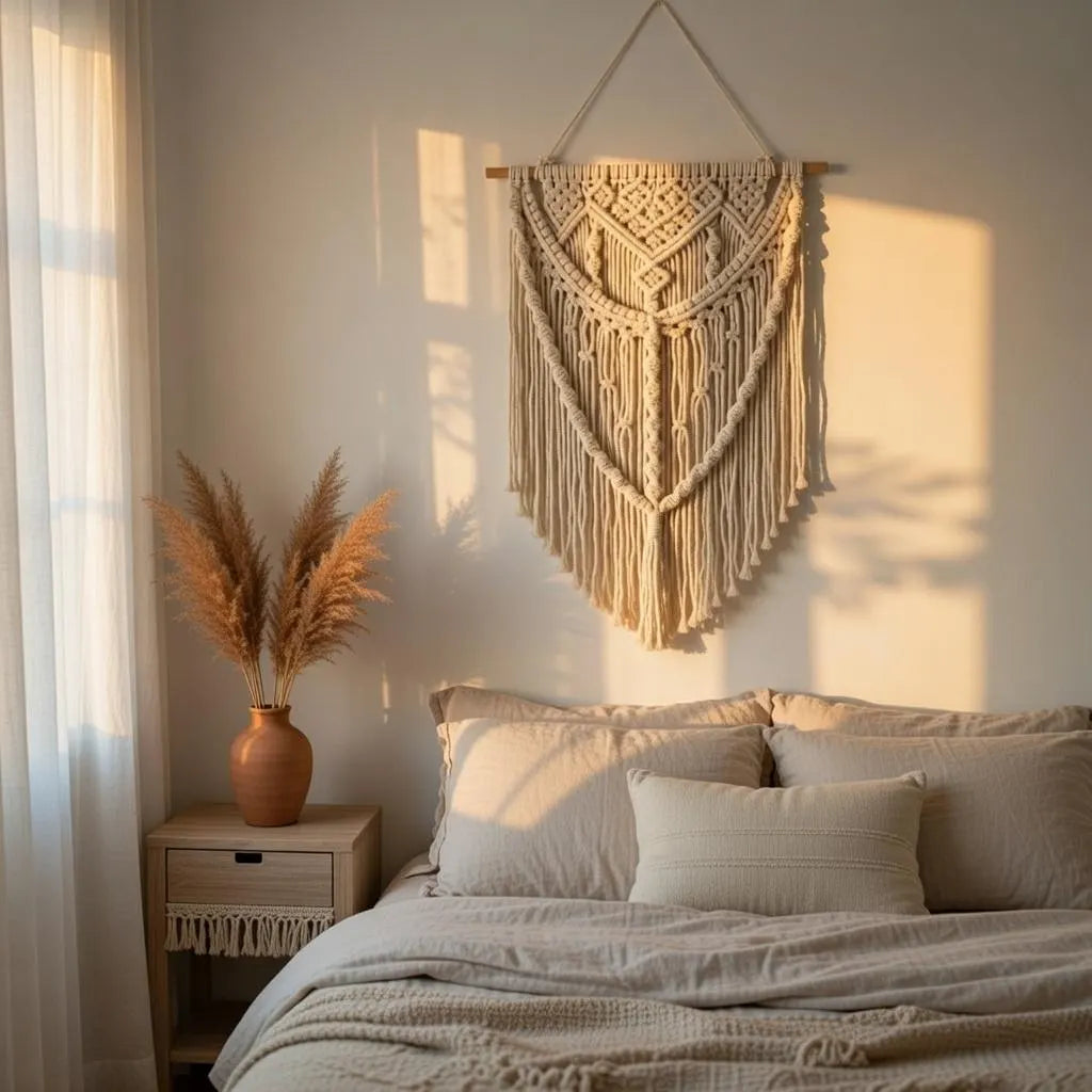 Macrame Wall Hanging, Boho Fringe Tapestry, Woven Cotton Home Decor, Bohemian Bedroom, Living Room