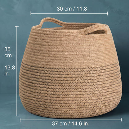 Woven Hemp Belly Basket | Boho Nordic Floor Storage, Farmhouse Plant Pot Holder, Housewarming Gift