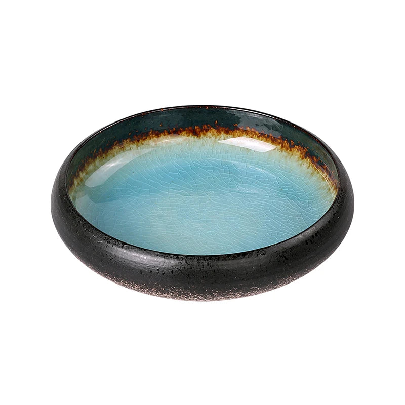 Creative Kiln Ice Split Glaze Ceramic Plate Japanese Sushi Sashimi Plate Dish Salad Plate
