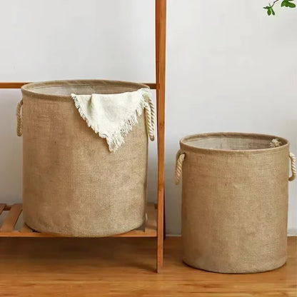 Foldable Laundry Basket with Handles, Cotton Linen Clothing, Toy Storage Basket, Home Dirty Clothes Organizer, Laundry Basket.