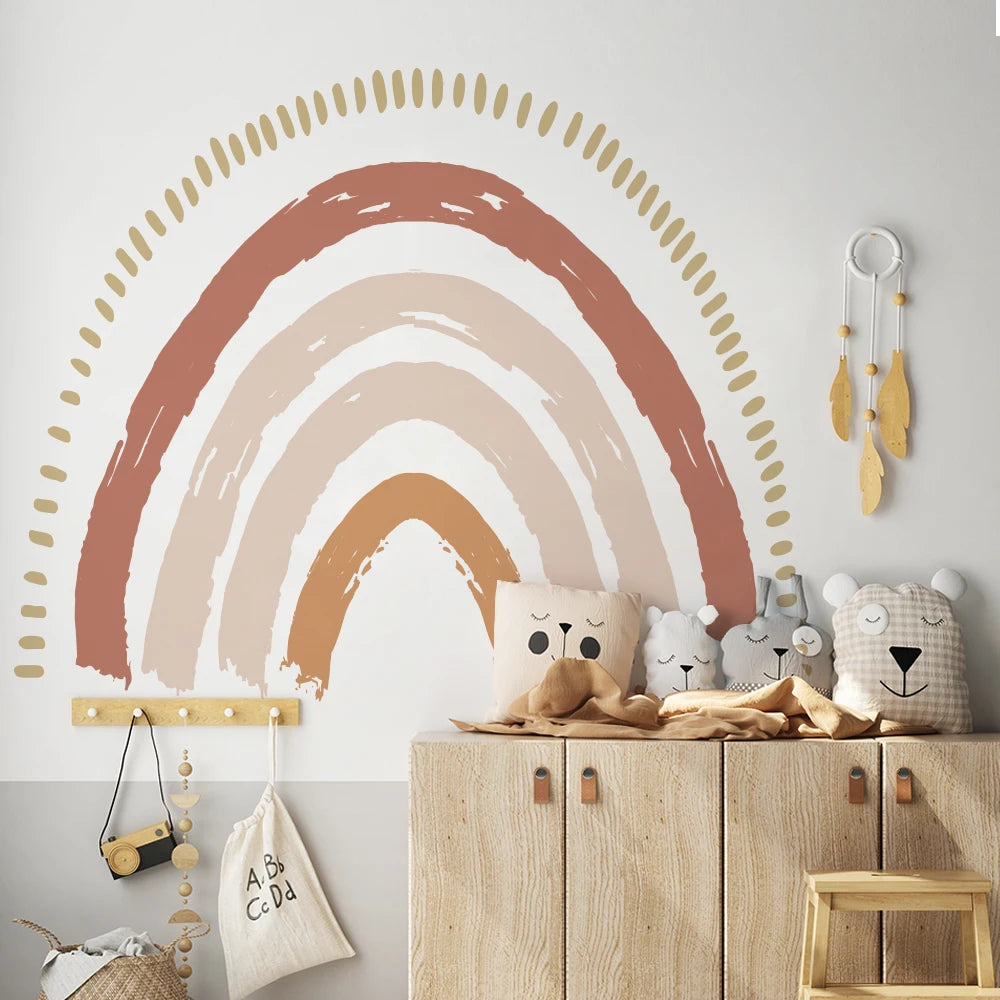 Big Rainbow Watercolour Home Decor Wall Sticker Self-Adhesive for Children'S Room Living Room Nursery Decals Nordic Kid Stickers