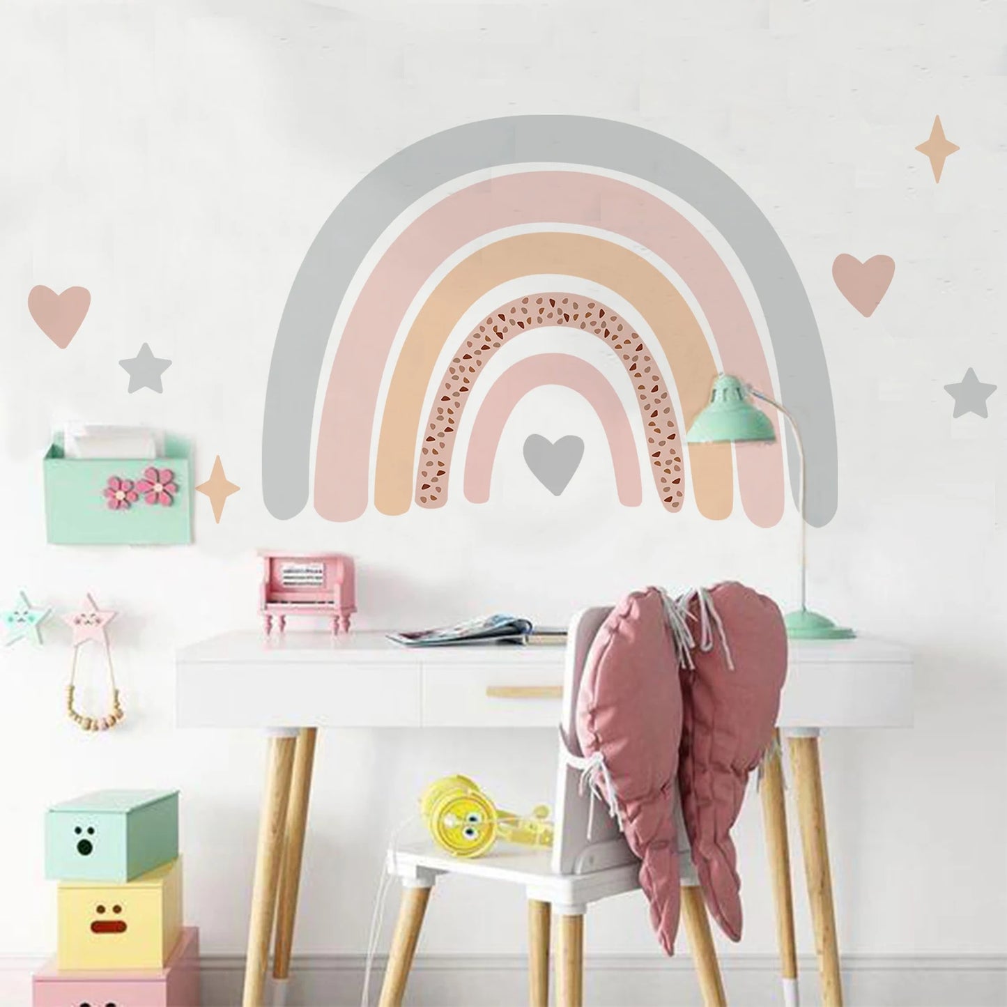 Big Rainbow Watercolour Home Decor Wall Sticker Self-Adhesive for Children'S Room Living Room Nursery Decals Nordic Kid Stickers