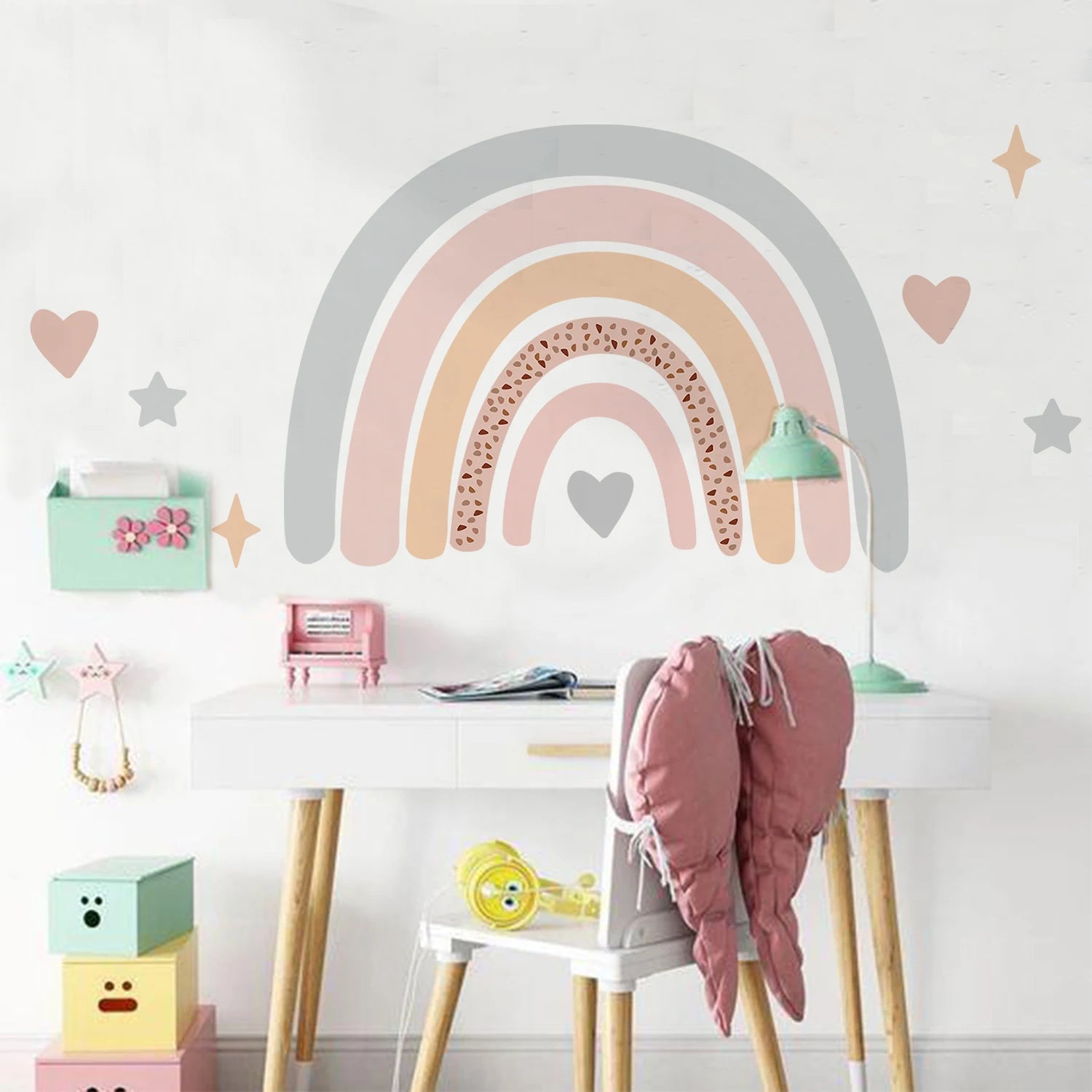 Big Rainbow Watercolour Home Decor Wall Sticker Self-Adhesive for Children'S Room Living Room Nursery Decals Nordic Kid Stickers