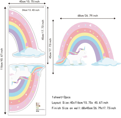 Big Rainbow Watercolour Home Decor Wall Sticker Self-Adhesive for Children'S Room Living Room Nursery Decals Nordic Kid Stickers