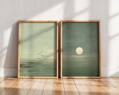 Japandi Wall Art Minimalist Pink Sunset Print, Scandinavian Zen Decor, Abstract Landscape Artwork, Earth Tones Boho Wall Decor