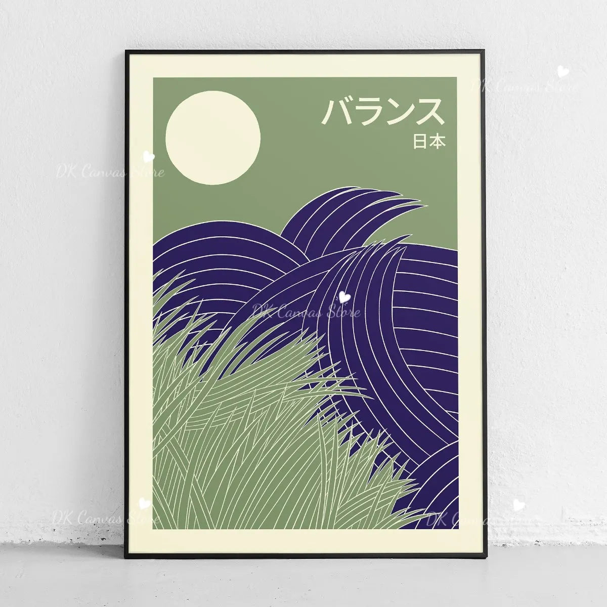 Japanese Mount Fuji Abstract Canvas Print Poster Japandi Retro Sun Mountain Waves Art Prints Living Room Wall Art Home Decor