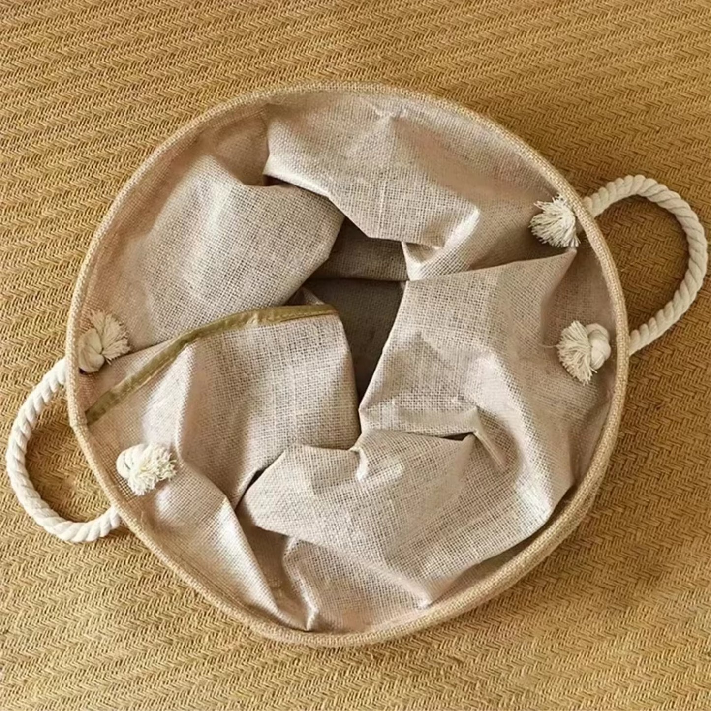 Foldable Laundry Basket with Handles, Cotton Linen Clothing, Toy Storage Basket, Home Dirty Clothes Organizer, Laundry Basket.
