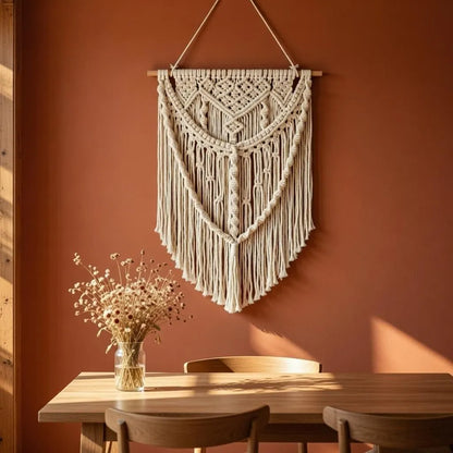 Macrame Wall Hanging, Boho Fringe Tapestry, Woven Cotton Home Decor, Bohemian Bedroom, Living Room