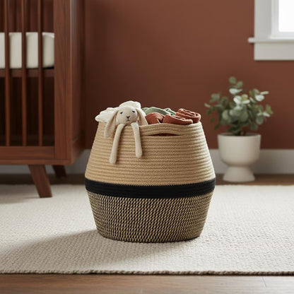 Woven Hemp Belly Basket | Boho Nordic Floor Storage, Farmhouse Plant Pot Holder, Housewarming Gift