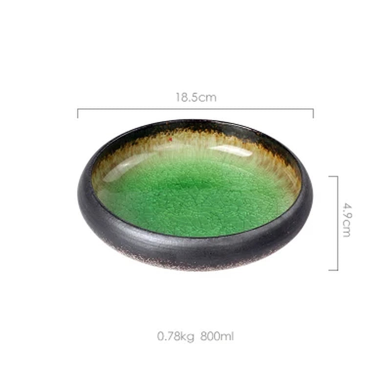 Creative Kiln Ice Split Glaze Ceramic Plate Japanese Sushi Sashimi Plate Dish Salad Plate
