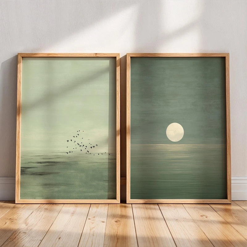 Japandi Wall Art Minimalist Pink Sunset Print, Scandinavian Zen Decor, Abstract Landscape Artwork, Earth Tones Boho Wall Decor