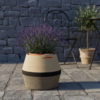 Woven Hemp Belly Basket | Boho Nordic Floor Storage, Farmhouse Plant Pot Holder, Housewarming Gift