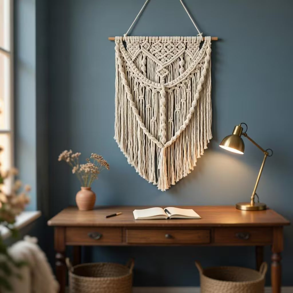 Macrame Wall Hanging, Boho Fringe Tapestry, Woven Cotton Home Decor, Bohemian Bedroom, Living Room