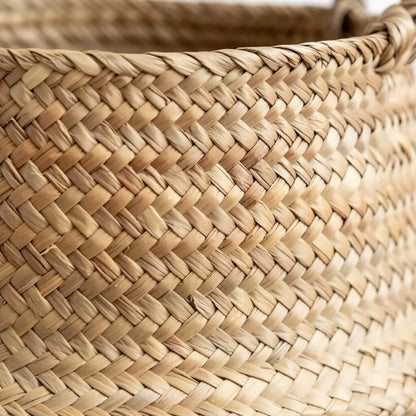 Seagrass Belly Basket, Woven Storage Organizer, Plant Pot Cover, Boho Laundry Hamper, Natural Decor