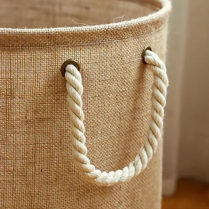 Foldable Laundry Basket with Handles, Cotton Linen Clothing, Toy Storage Basket, Home Dirty Clothes Organizer, Laundry Basket.